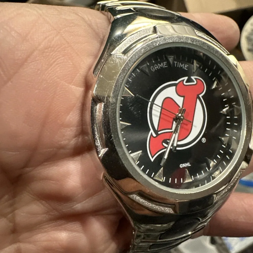 Working GAME TIME 46mm Series New Jersey Devils Quartz Mens Watch New Battery 9